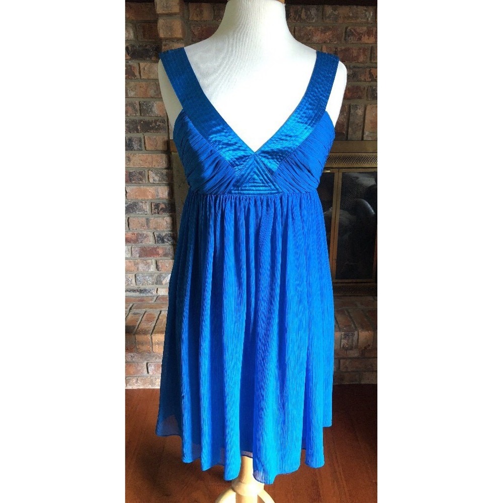 London Times Women Dress Blue Sz 6 Sleeveless Above Knees